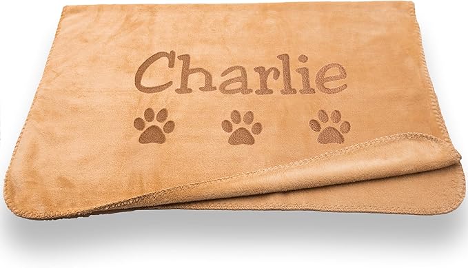 Custom Catch Personalized Dog Blanket - Gray or Beige - Large