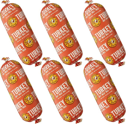 Happy Howie's Soft Meat Roll Treat - Soft Dog Food Rolls, High Protein, Natural Ingredients, for All Dogs, Made in USA - Turkey, 12 Oz (Pack of 6)