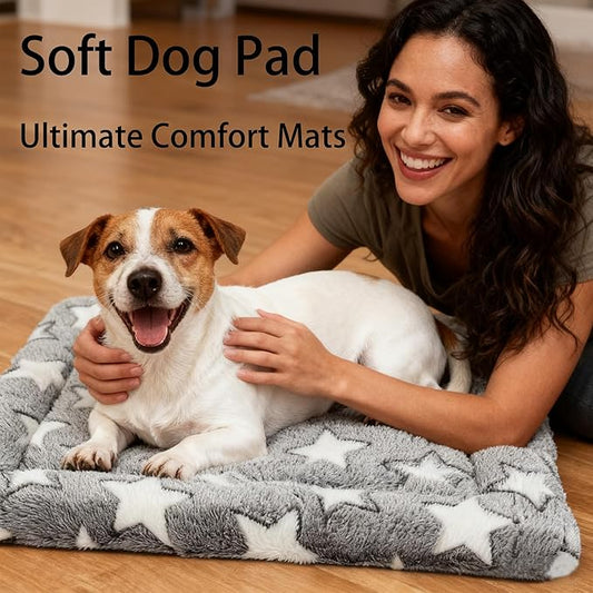 Dog Bed Mat 4 Pcs - Reversible Dog Crate Bed Mats, Soft & Breathable Kennel Pad, Durable Crate Bed for Medium Dogs & Cats