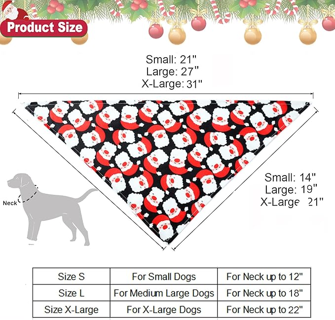 ADOGGYGO 4 Pack Dog Bandana Christmas Dog Scarf Triangle Bibs Kerchief Set Red Green Pet Christmas Costume Accessories Decoration for Medium Large Dogs (Large)