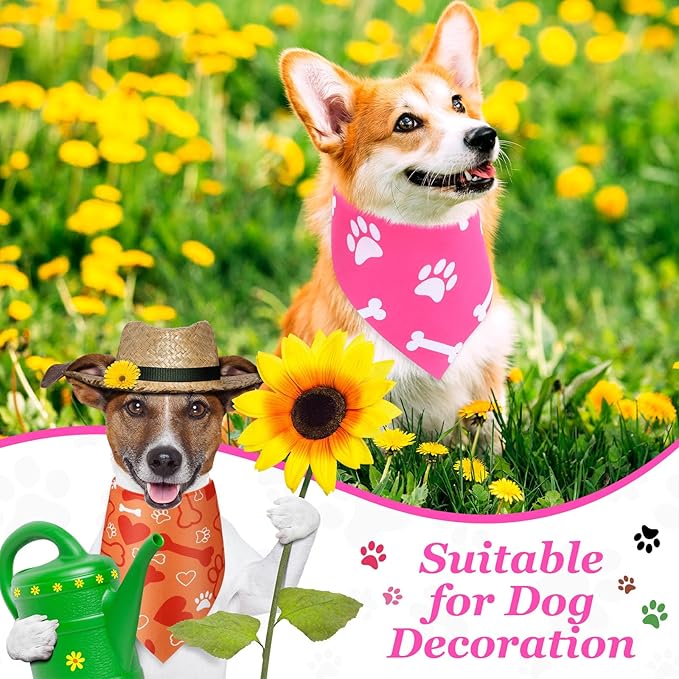 Abbylike 200 Pcs Christmas Paw Print Dog Bandanas Bulk Footprint Bandanas for Dogs Triangle Kerchief Bib Scarf Set for Pets Birthday Xmas Costume Photo Props Daily Accessories Pet Shops, 25 Styles