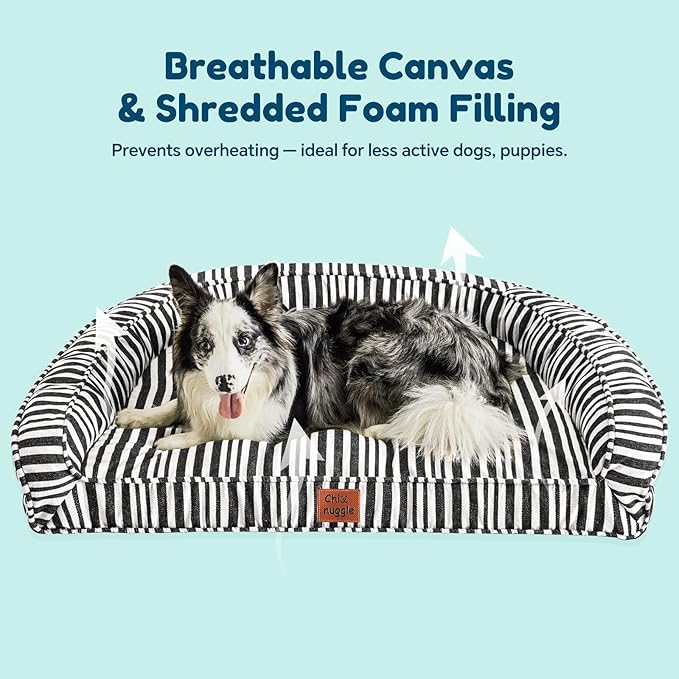 Dog Bed for Large Dogs - Washable Canvas Pet Beds, Breathable & Low-Step Entry Easy for Senior Dog, 36x27x7inches