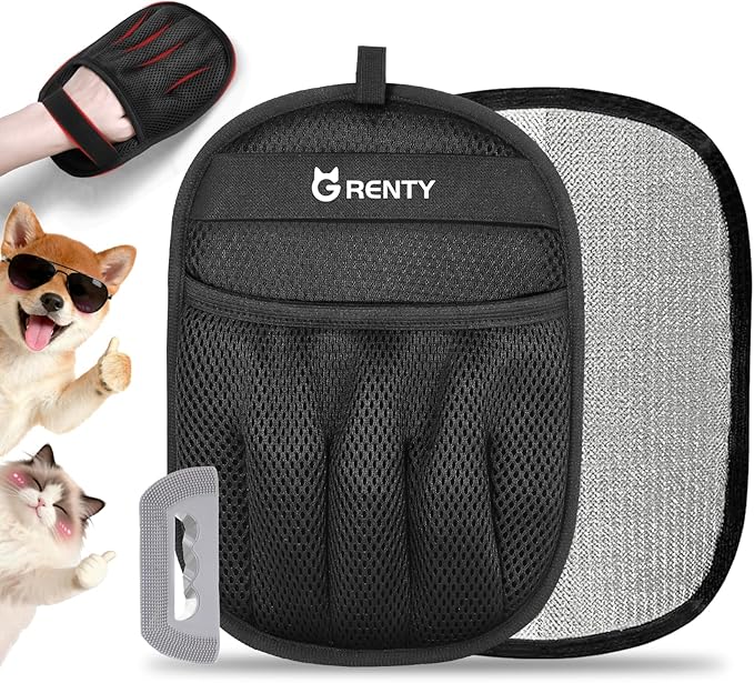 GRENTY Magic Brush Pet Hair Remover (1 Pcs), Upgraded Five-Finger Electrostatic Pet Hair Removal Gloves, Dogs & Cats Pet Hair Removal Tools for Clothing, Carpet, Sofa Gaps, Car Seat