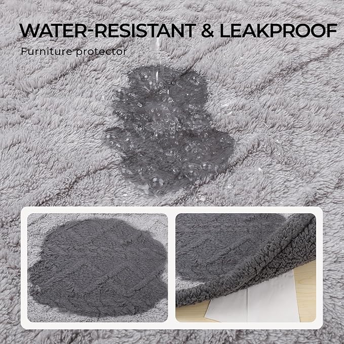 Luciphia Waterproof Pet Blanket, Liquid Pee Proof Dog Blanket for Sofa Bed Couch, Reversible Sherpa Fleece Furniture Protector Cover for Small Medium Large Dogs Cats, Light Grey King Size（90" x 82"）
