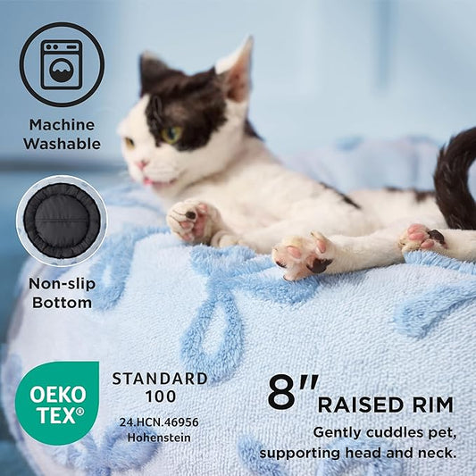 LE SURE Donut Large Dog Bed - Round Cat Beds for Indoor Anti-Anxiety Calming Pet Beds, Washable Cute Modern Beds with Jacquard Shaggy Plush & Anti Slip Bottom, 36 Inch, Ice Melt