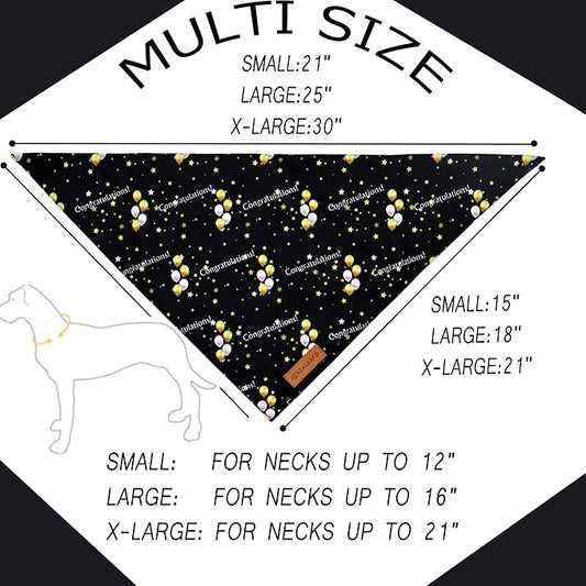 Realeaf Graduation Dog Bandanas 2 Pack, Reversible Pet Scarf for Boy and Girl, Premium Durable Fabric, Holiday Bandana for Small Medium Large and X-Large Dogs (Graduation, Large)