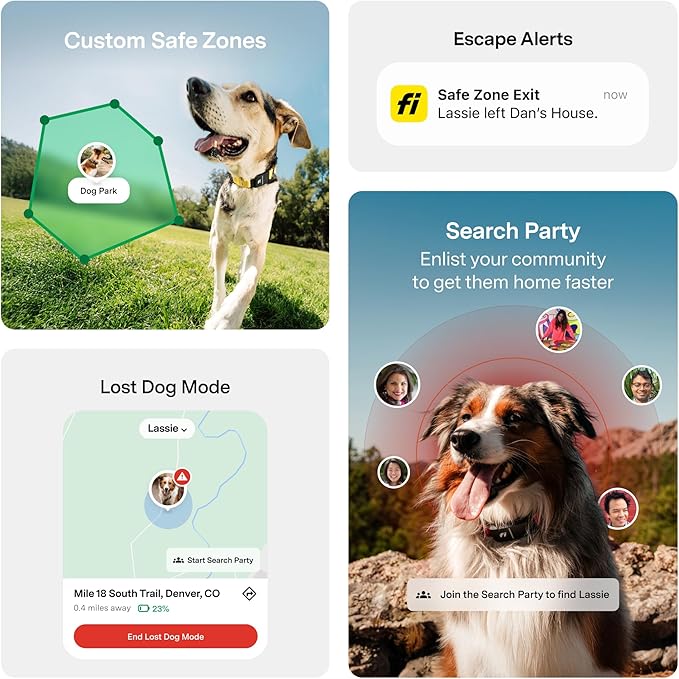 New Fi Series 3+ Smart Dog Tracker Collar [12 Month Membership Included] GPS Tracker for Dogs with Health & Behavior Monitoring, Escape Alerts, Waterproof, LED, Apple Watch Compatible (Yellow, Medium)