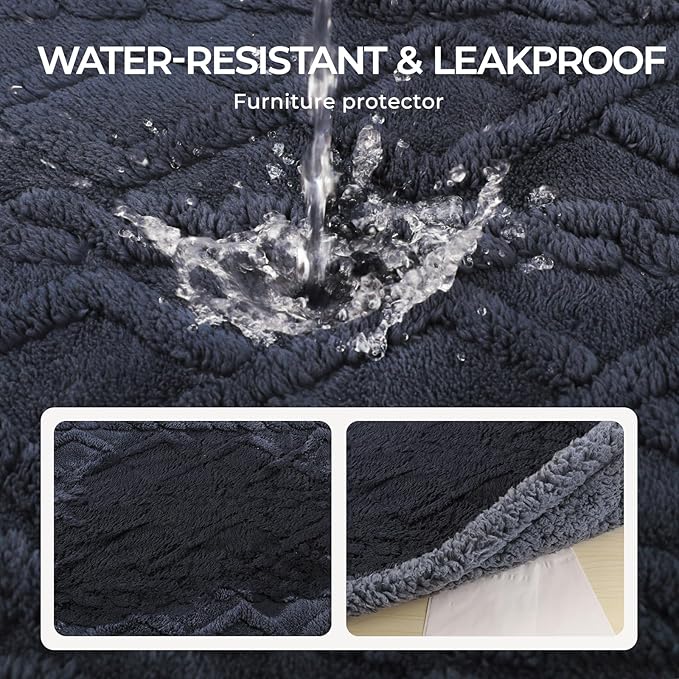 Luciphia Waterproof Pet Blanket, Liquid Pee Proof Dog Blankets for Sofa Bed Couch, Reversible Sherpa Fleece Furniture Protector Cover for Small Medium Large Dogs Cats,Dark Grey Medium（57" x 40"）