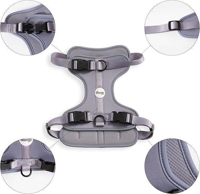 HNS1003N Arlo Large Adjustable Soft Padded No Pull Pet Harness with 3 Buckles and 3 Leash Clips, Martini