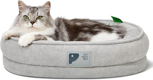 Orthopedic Cat Bed for Puppy,Soft Cat Beds for Indoor Cats,Washable with Removable Cover&Non-Slip Bottom Couch Bed with Four-Sided Grey XS