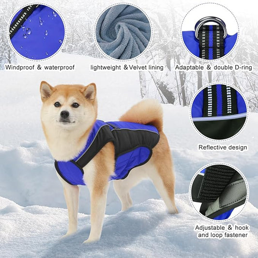 Dog Coat, Water-Resistant Dog Clothes, Warm Fleece Lining Dogs Coats, Winter Windproof Dogs Jackets with Reflective, Pet Vest for Small Medium Large Pets - 1 PCS