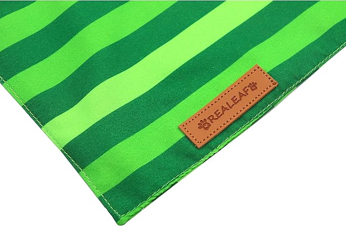 Realeaf St. Patrick's Day Dog Bandanas 2 Pack, Triangle Reversible Pet Scarf for Boys and Girls, Premium Durable Fabric, Holiday Bandana for Medium and Large Dogs (Large)