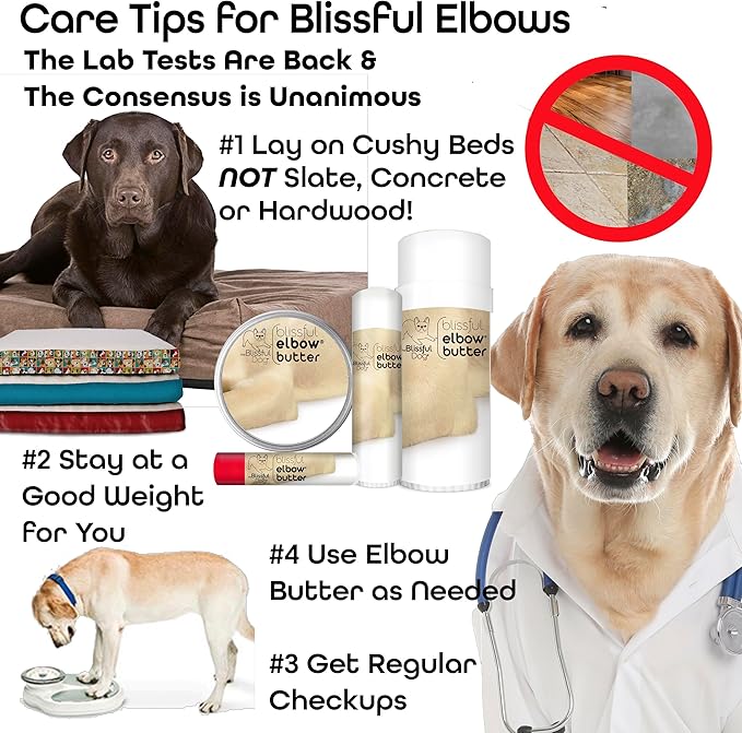 The Blissful Dog Elbow Butter for Dry, Cracked Calluses, Lick-Safe Dog Balm, Soothing Elbow Balm with Moisturizing Shea Butter, Almond, Olive, and Essential Oils, Pet Supplies, 8 oz. Tin