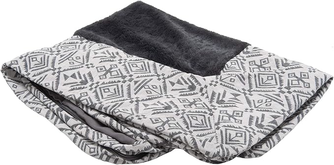 Furhaven Replacement Dog Bed Cover Plush & Southwest Kilim Décor Sofa-Style, Machine Washable - Boulder Gray, Medium