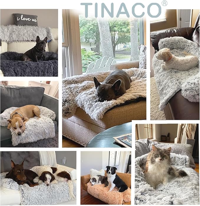 Calming Dogs/Cats Bed Mats, Dog Pad Washable Removable Couch Cover, Plush Long Fur Mat for Pets, Waterproof Lining, Perfect for Small, Medium and Large Dogs and Cats (Navy Blue, 31"x23")