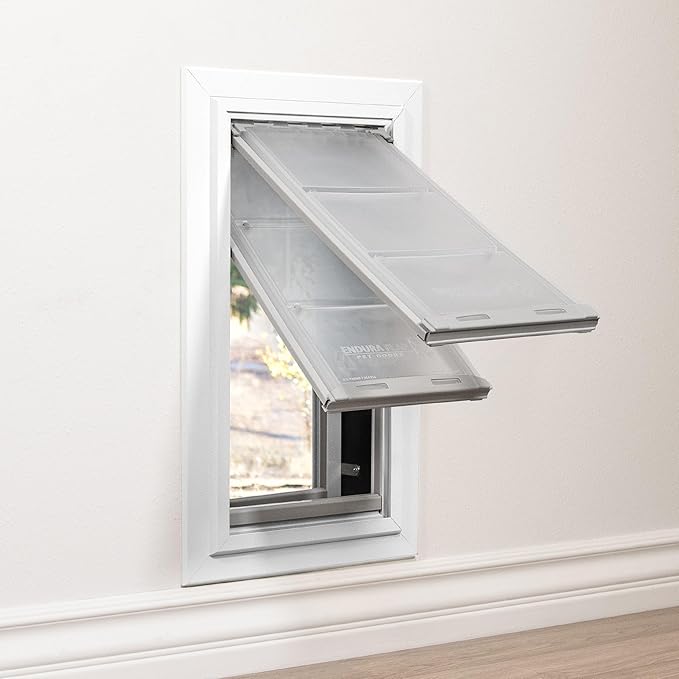 Endura Flap Pet Door for Walls in White | Energy-Efficient Double Flap Design for Wall Installations | All-Weather Protection with All-Metal Telescoping Tunnel | White, XL, Double Flap