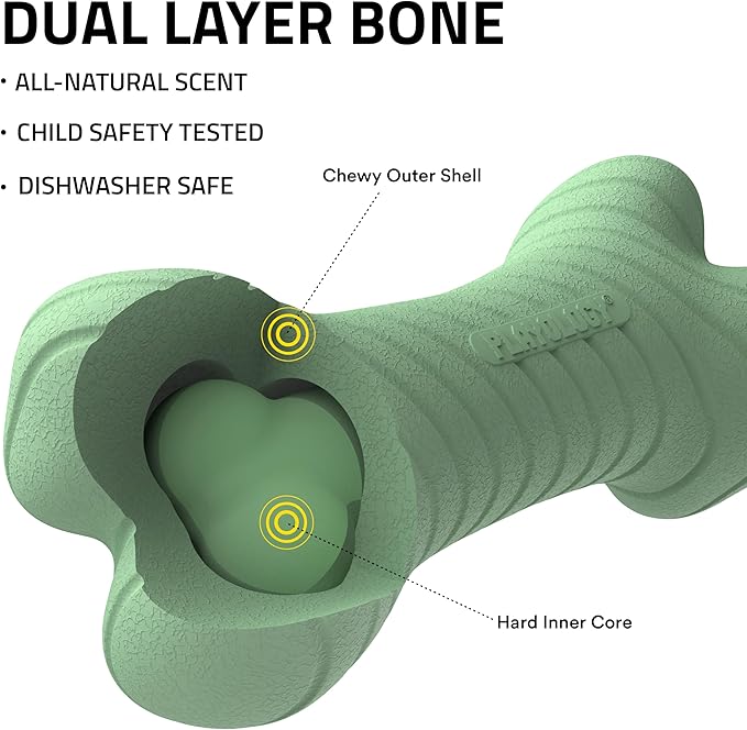 Playology Dog Toys | Dual Layer Bone Durable Chew Toy Bone for Dogs | Jumbo Butternut Squash & Sage Scented Toy - Limited Edition Fall Scent | Easy to Clean and Made from Non Toxic Materials
