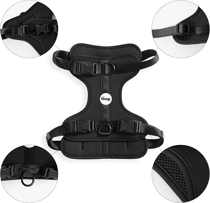 HNS1003I Arlo Large Adjustable Soft Padded No Pull Pet Harness with 3 Buckles and 3 Leash Clips, Bitters