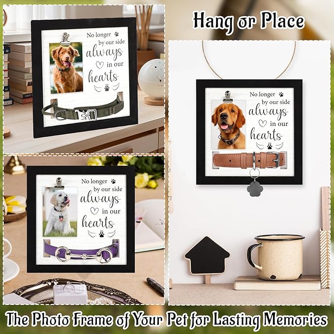 Pet Memorial Gifts, Pet Remembrance Picture Frame for Loss of Dog, Memorial Frame with Collar Holder for Pet Passed Away Sympathy Gifts