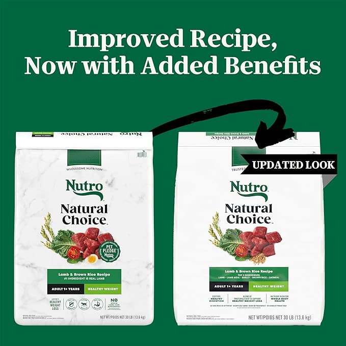 Nutro Natural Choice Lamb & Brown Rice Adult Healthy Weight Dog Food Recipe, 30 lb. Bag