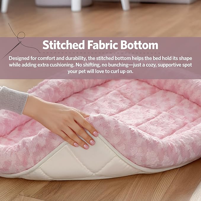 MidWest Homes for Pets QuietTime Fashion Dog Bed – Pink Faux Fur Bolster, Ultra-Soft and Machine Washable, Fits 24-Inch Crates and Carriers, for Small Breed Dogs