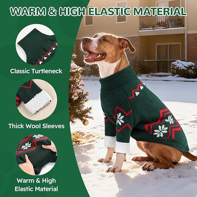 WINGOIN Dog Sweater for Extra Large Dogs, Xlage Size Dog Christmas Sweaters, Male Female Knit Dogs Turtleneck Pullover with Leash Hole, Pet Warm Winter Clothes for Girl Boy Corgi, Beagle (XL)