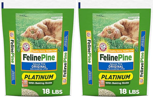 Feline Pine Platinum Non-Clumping Cat Litter 18lb. (Pack of 2)
