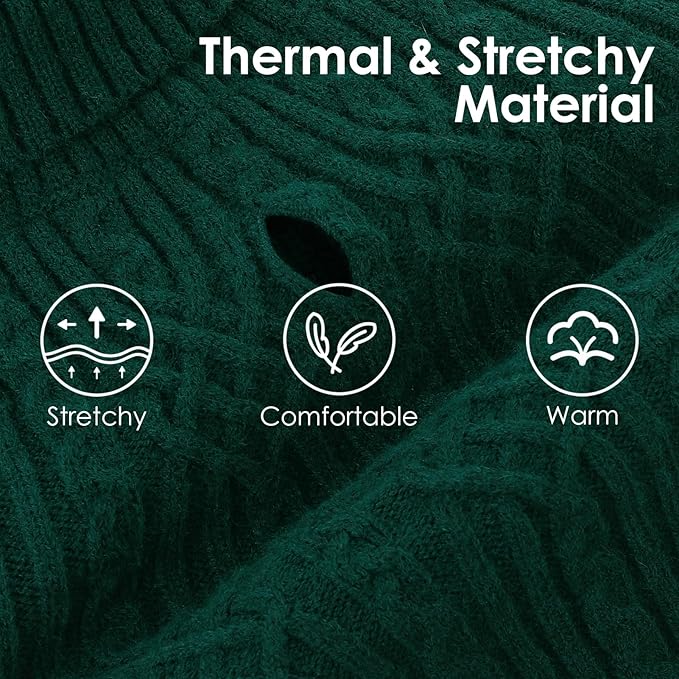 AOFITEE Dog Sweaters for Large Dogs, Stretchy Turtleneck Dogs Sweater for Christmas, Warm Dog Knitwear for Fall Winter, Green Pet Sweater with Harness Hole for Boston Terrier, French Bulldog, L