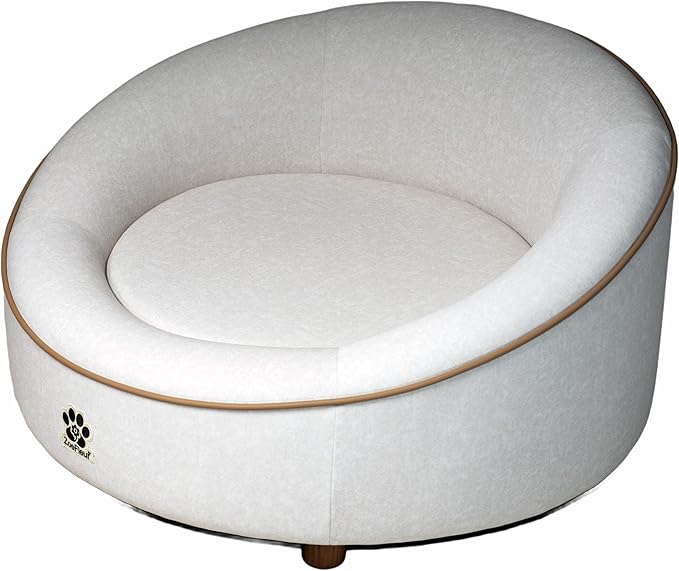 Dog Sofa Couch for Medium to Large Dogs, Memory Foam Dog Sofa Bed, Modern Elevated Pet Couch Bed with Wooden Legs for Medium and Large Dogs(Beige)