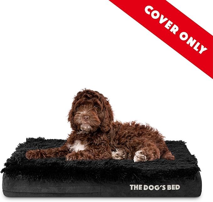 The Dog's Bed Replacement Outer Cover ONLY (Outer Cover ONLY - NO Bed, NO Waterproof Inner) for The Dog's Bed, Washable Fabric, Medium 3 Inches (Black Fur)