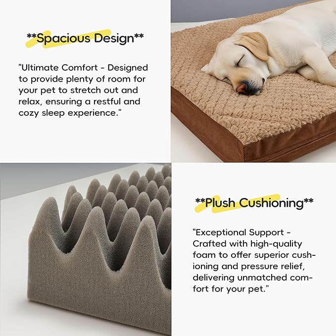 Sytopia Washable Indestructible 36" Dog Bed for Large Dogs – Double-Sided Plush, Waterproof, Removable Cover, Thick Orthopedic Support, Durable Multi- Size Comfort Clearance Indoor Flat Dog Bed
