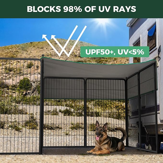 FXW Instant Unleashed Dog Playpen, Portable Pet Fence for Outdoor, RV Trips, and Camping, 45 inch, 16 Panels for Large Dogs with Sun Shade│Patented