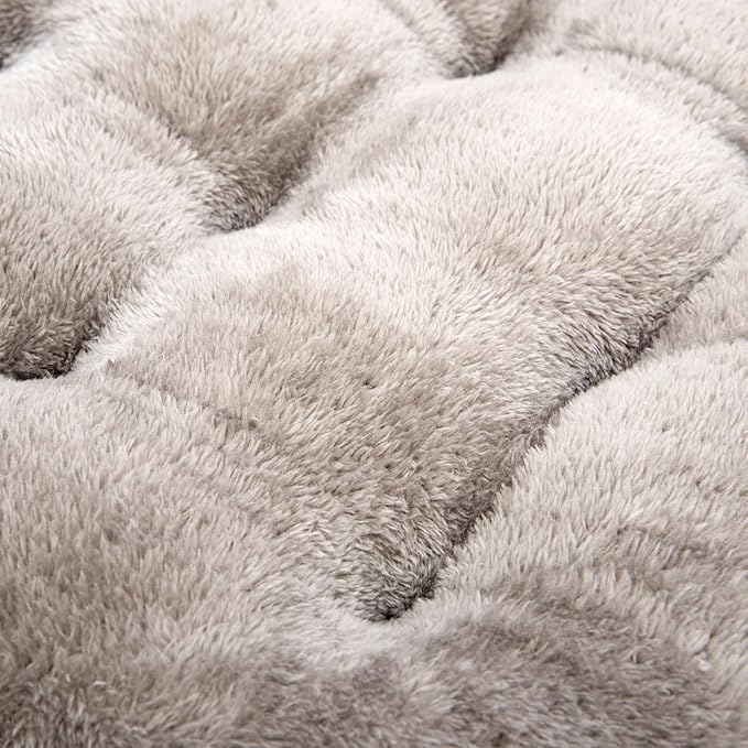POMIU 2-Pack Washable Dog Bed, Deluxe Plush Crate Beds with Anti-Slip, Machine Washable Kennel Pad Sleeping Mat for Large, Medium and Small Dogs (2 Pack x Grey, 35.0" L x 23.0" W x 3.0" Th)