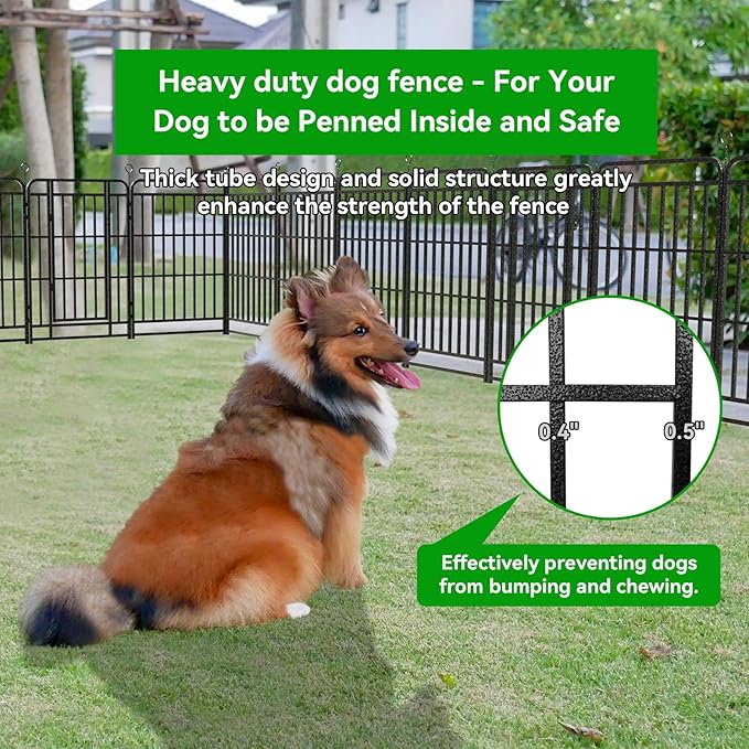 Dog Fence Outdoor 12 Piece Panels 40" Height, Square Steel Pipe with Reinforced Crossbars, Anti-Rust Heavy Duty Dog Playpen with Doors Portable for Yard RV Camping, Total 27FT, 57 Sq.ft, Snowy Black