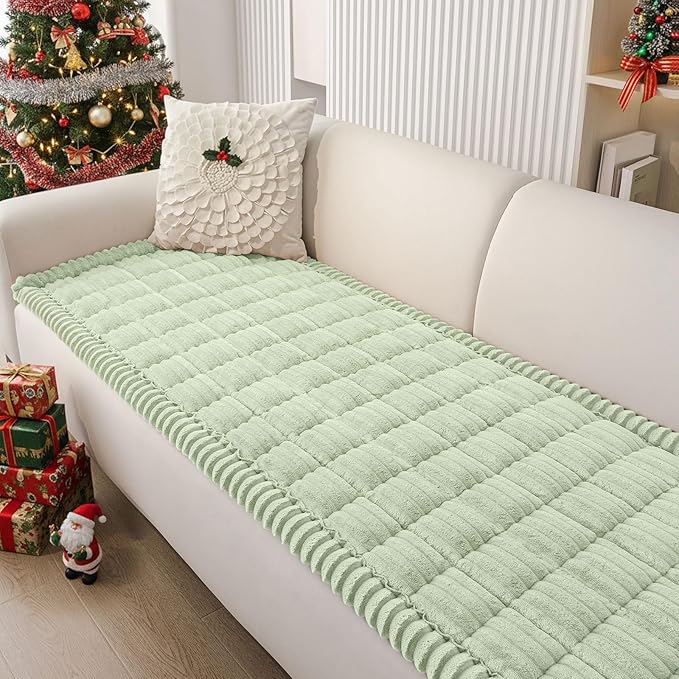 Smiry Couch Cover for Dogs Washable, Non Slip Fuzzy Pet Couch Covers for 3 Cushion Sofa Pet Friendly, Thick Soft Sofa Slipcovers Cushion Protector (Green, 27.6" x 59")