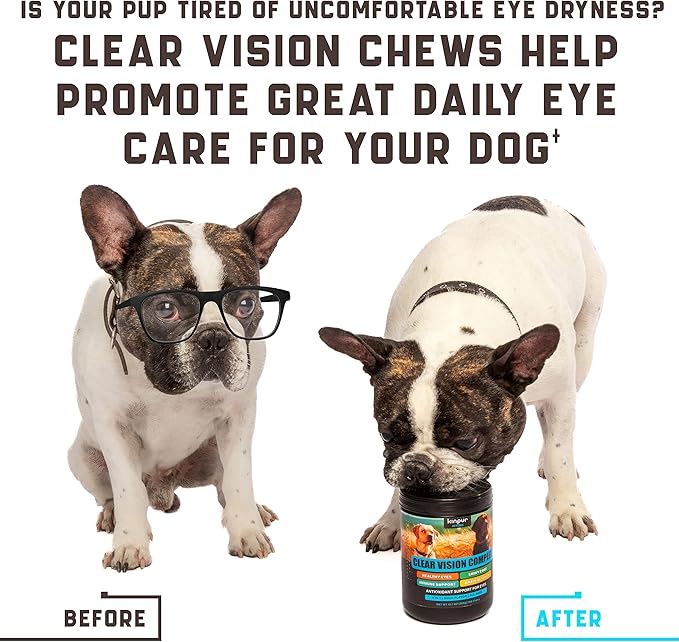Eye Vitamins for Dog Eye Health & Tear Stains - Clear Vision Soft Chews for Dog Eye Care & Immune Support with Lutein, Lycopene, Vitamin C, Carrot, Fish Oil for All Breeds and Ages - 180ct
