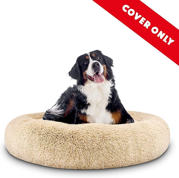 The Dog's Bed Replacement Cover ONLY for The Dog’s Bed Sound Sleep Donut Dog Bed Replacement Cover, XL Beige Fur, Veterinary Approved