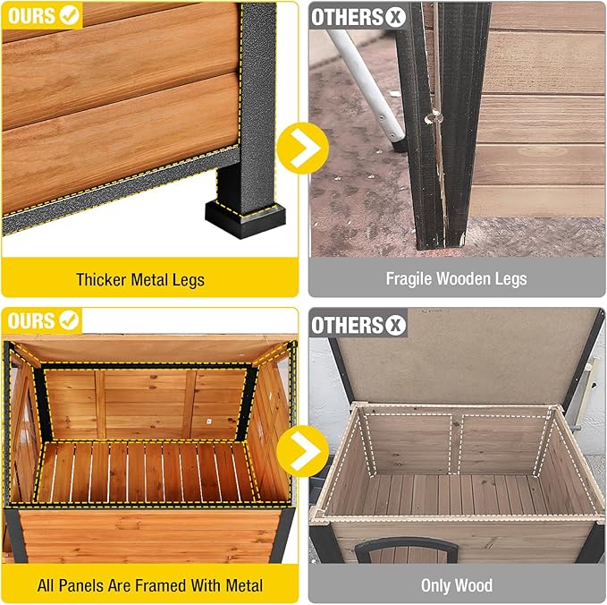 Aivituvin Dog House Outdoor 50.9" Large Dog Kennel with Anti-Bite Metal Frame for Small Medium Large Dogs Weatherproof for Winter