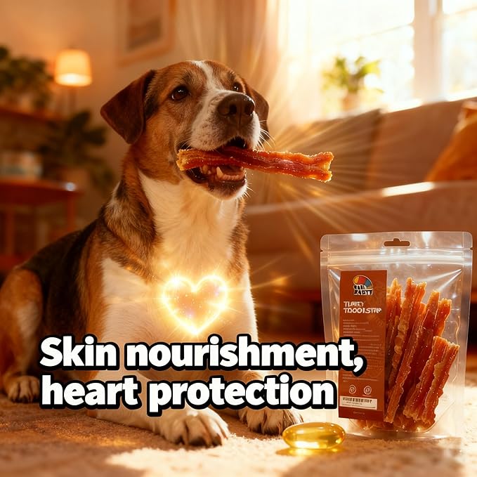 TailParty Turkey Tendons for Dogs with Fish Oil & Taurine: 1 lb All Natural Dental Chew Stick & Puppy Training Treats Long Lasting Snack for Health-Conscious Pet Owners(Strip)