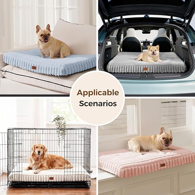 Orthopedic Dog Bed for Medium Dog, Waterproof Pet Bed,Non-Slip Bottom and Egg-Crate Foam with Removable Washable Cover Crate Bed,Cream,30"x20"x3"