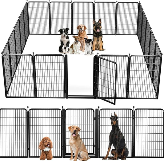 Dog Playpen Outdoor, 40 inch 20 Panels Dog Fence with Extra Wide Gate No-Tripped Pet Playpen Rustproof Dog Pen Indoor Puppy Playpen for Temporary Containment Portable Pet Fence for RV Camping