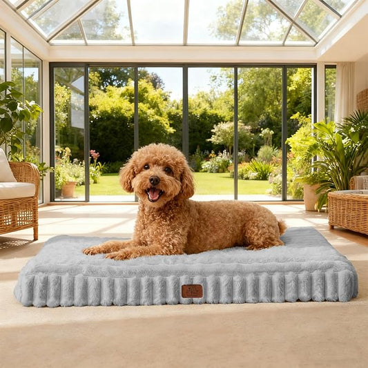 Orthopedic Dog Bed for Large Dog, Waterproof Pet Bed,Non-Slip Bottom and Egg-Crate Foam with Removable Washable Cover Crate Bed,Grey,36"x27"x3"