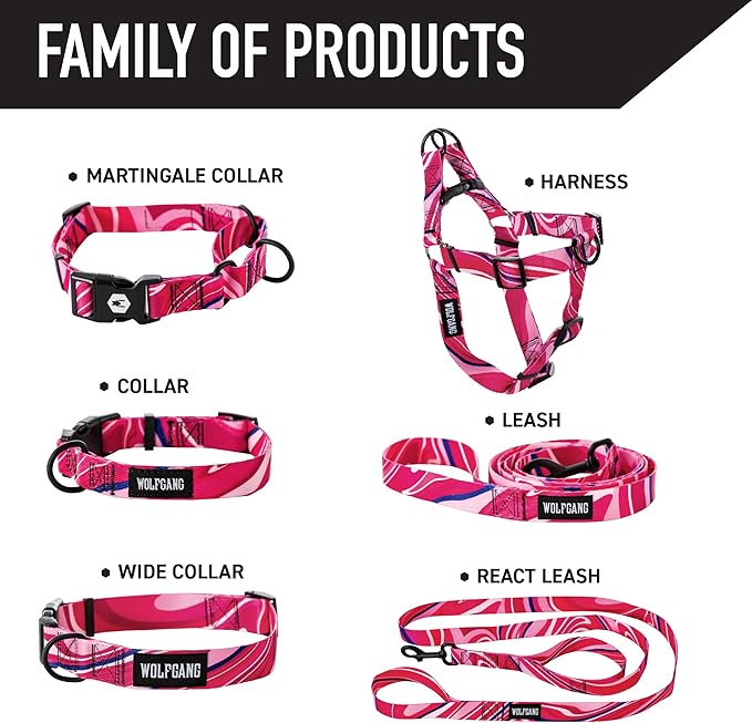 Wolfgang Heavy Duty, Adjustable Dog Collar with Quick Release Nylon Buckle for Walking & Training, MarbleSwirl Print, Small