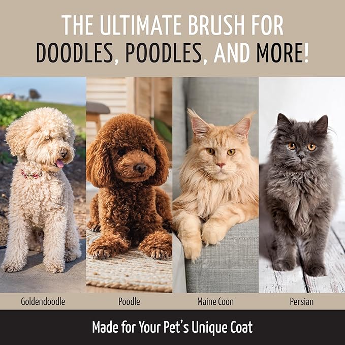 Tauro Pro Line Slicker Brush for Dogs Grooming - Goldendoodle, Poodle & Pomeranian Small Dogs or Cat - Pet Brush for Shedding, Mats or Tangles - Flexible Cushion & Non-Slip Grip (Size S - Purple)