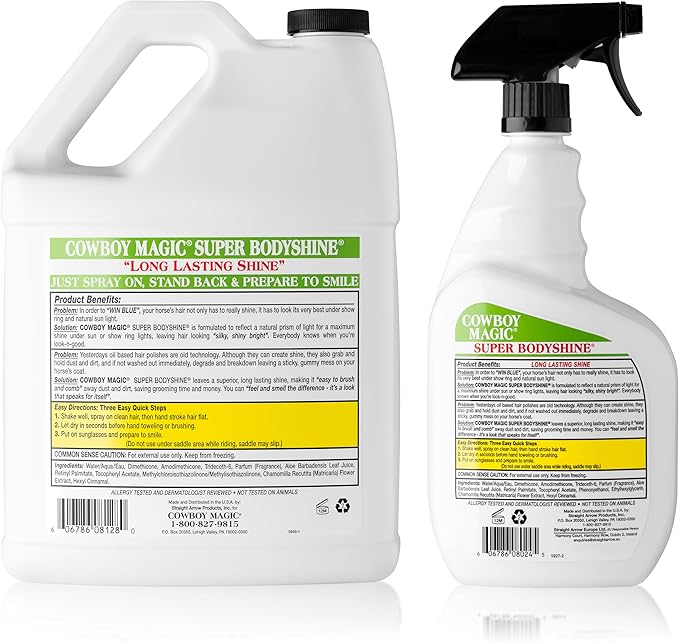 Cowboy Magic Super BodyShine Value Pack Detangler for Coat, Mane & Tail for Horses & Dogs, Mane and Tail Detangler Spray, Instant Detangling, Reduce Hair Breakage, Nourish Hair & Radiant Shine