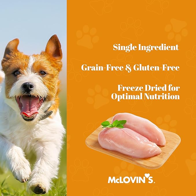 McLovin's Pet Freeze Dried Chicken Dog Treats, 12 oz Canister - Grain-Free, Gluten-Free, High Protein Treat - Ideal for Dogs & Cats