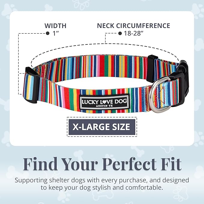 Lucky Love Dog Collar, Beautiful & Vivid Patterns, Rainbow Dog Collar for X-Large Dogs, Easy On & Off Clasp Accessory (Hippie, XL)…