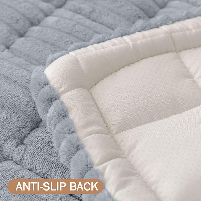 Smiry Couch Cover for Dogs Washable, Non Slip Fuzzy Pet Couch Covers for 3 Cushion Sofa Pet Friendly, Thick Soft Sofa Slipcovers Cushion Protector (Grey, 27.6" x 27.6")