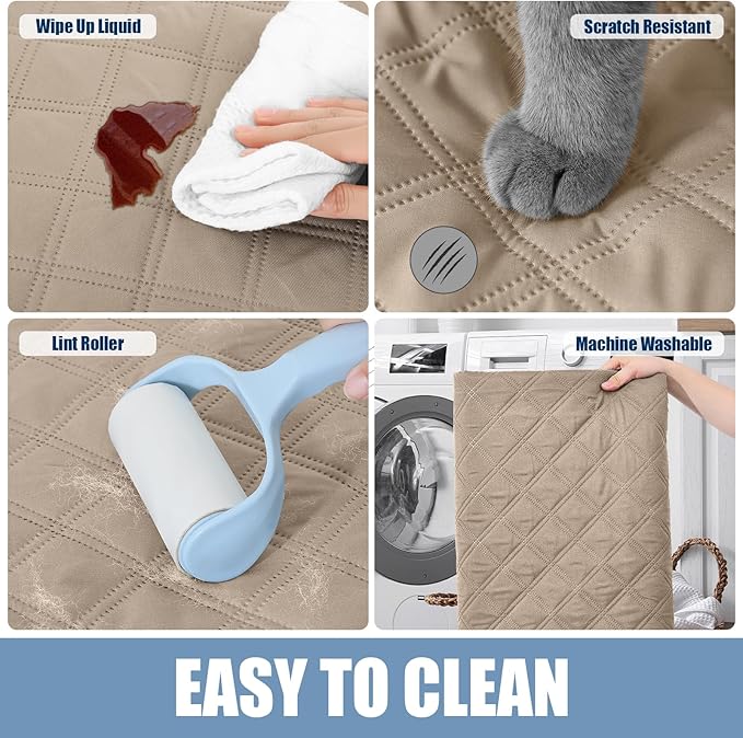 Smiry Waterproof Dog Bed Cover Pet Blanket, Soft Washable Dog Blanket for Furniture Bed Couch Sofa Reversible, Checkered (40"x50", Taupe/Taupe)