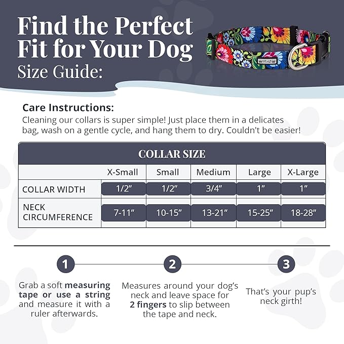 Lucky Love Dog - Adjustable Dog Collar with Easy Click Buckle for Small to Large Ones, Durable, & Comfortable for Male & Female Dogs, Pet Collar for Puppies & Adult Dogs - Blackbird, Large